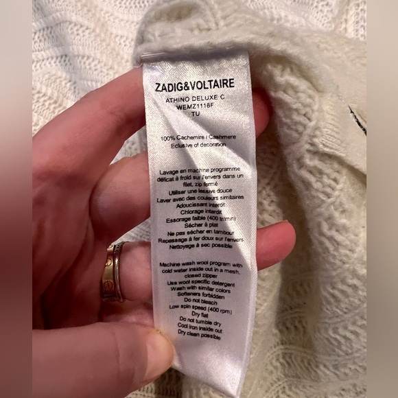 Zadig & Voltaire Ivory Athino Deluxe cashmere Sweater. A5 - Picture 6 of 6